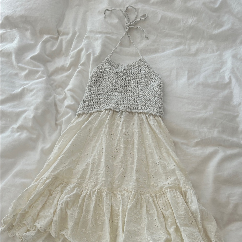 ASOS White Crochet Halter Dress